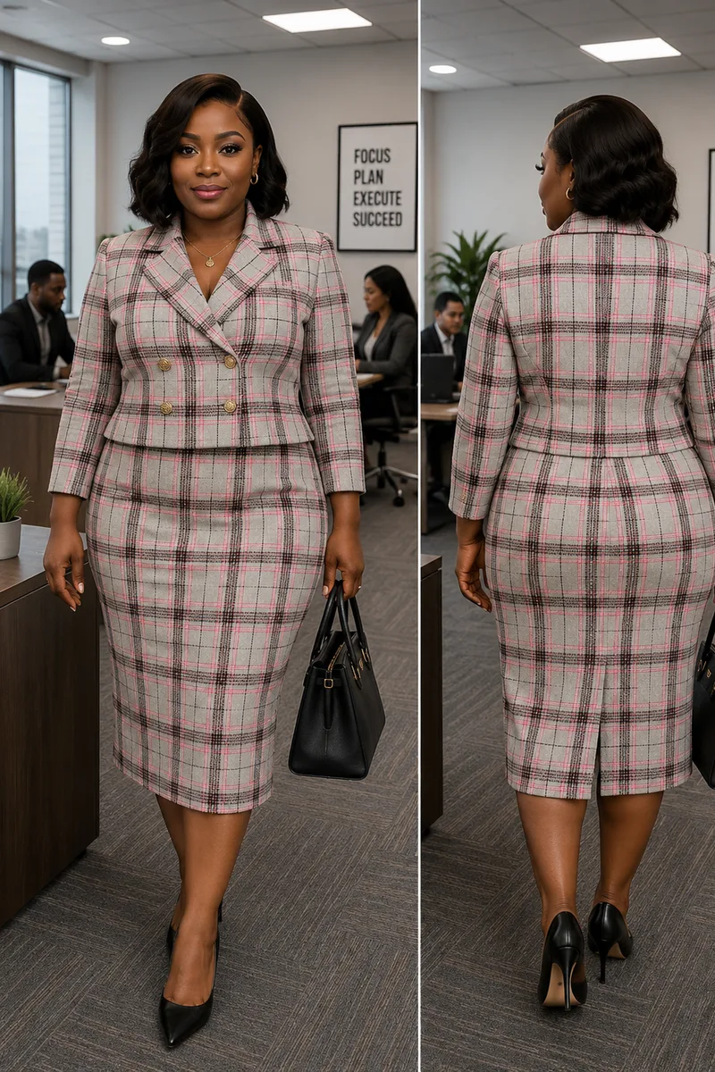 Dove Grey & Rose Plaid Suit